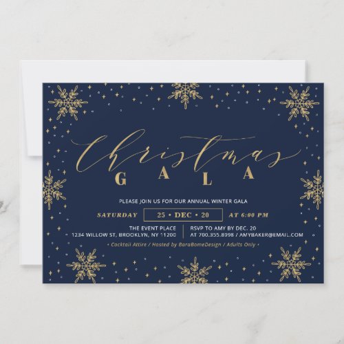 Gold Corporate Christmas Gala Holiday Party Invitation