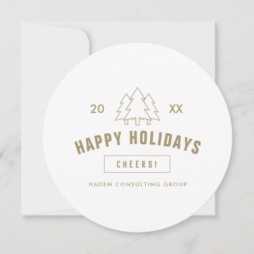 Gold Corporate Client Appreciation Happy Holidays Holiday Card