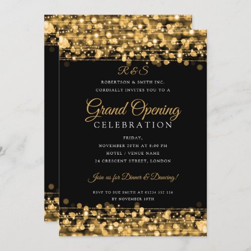 Gold Corporate Grand Opening Simple Monogram  Invitation