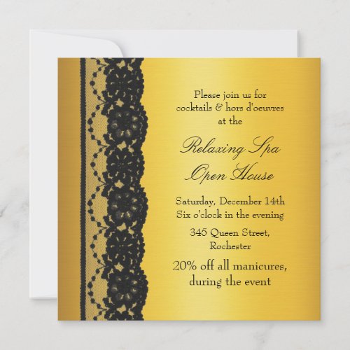 Gold Corporate Open House with Lace Invitation