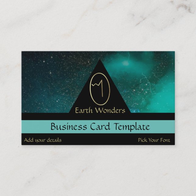 Gold Cosmic Egg Symbol Logo Business Card (Front)