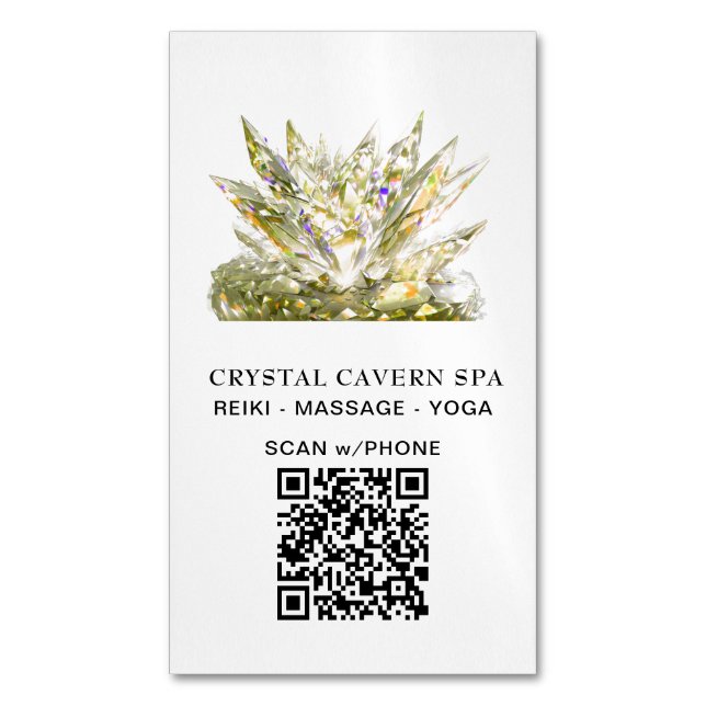 *~* Gold Cosmic Sparkling Magical QR Crystal Business Card Magnet (Front Vertical)
