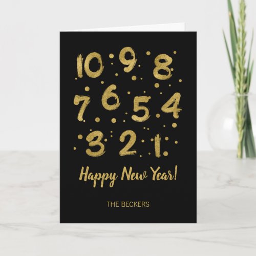 Gold Countdown New Years Holiday Greeting Card