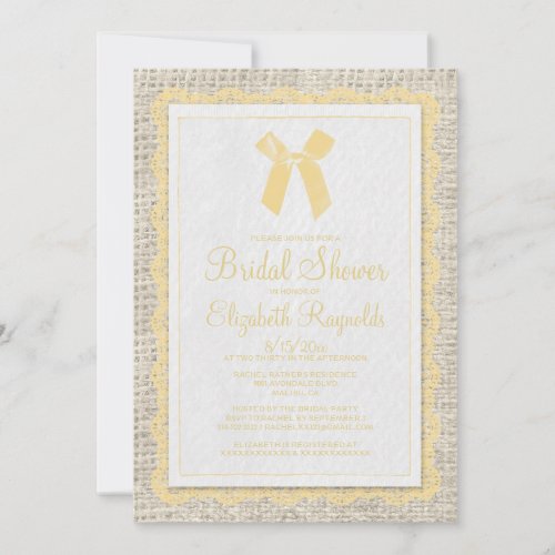 Gold Country Burlap Bridal Shower Invitations