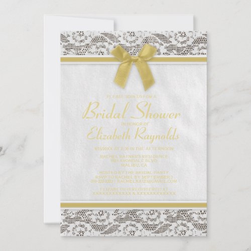 Gold Country Lace Bridal Shower Invitations