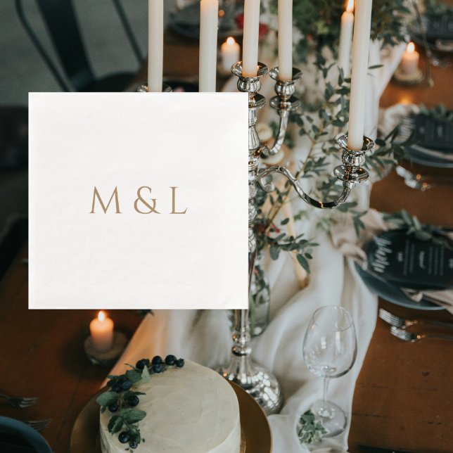 Gold Couple Initials Wedding  Paper Dinner Napkins (Creator Uploaded)