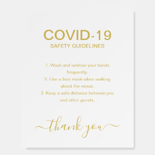 Gold Covid Safety Guidelines Safe Party Foam Board