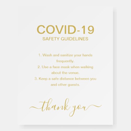 Gold Covid Safety Guidelines Safe Party Foam Board