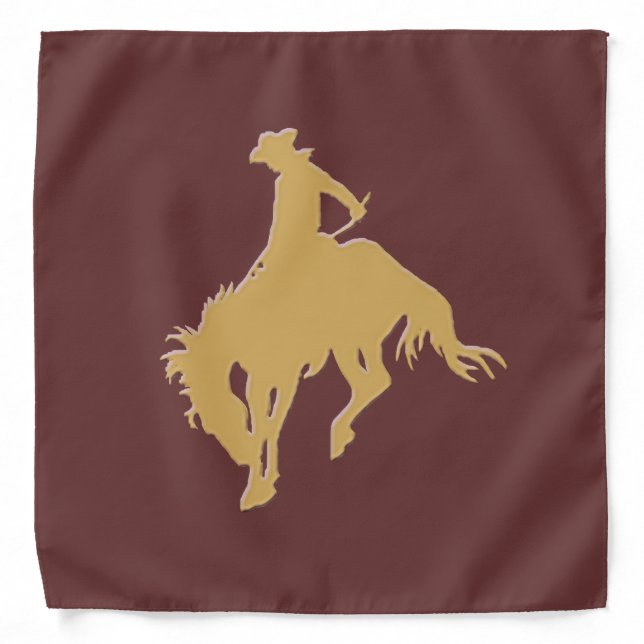 Gold Cowboy Bucking Horse Bandana (Front)