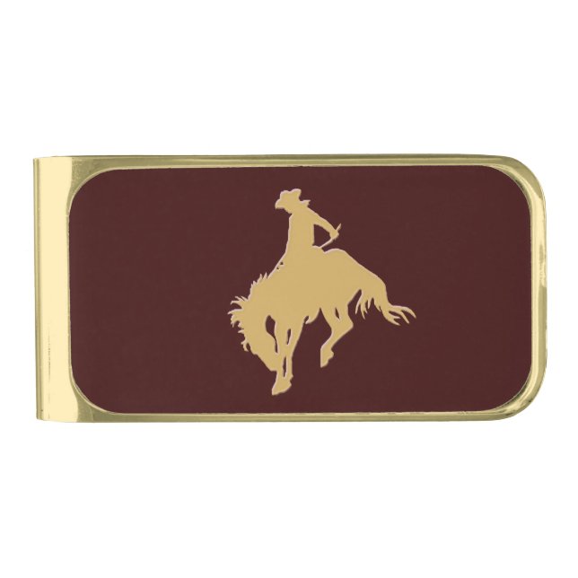 Gold Cowboy Bucking Horse Finish Money Clip (Front)