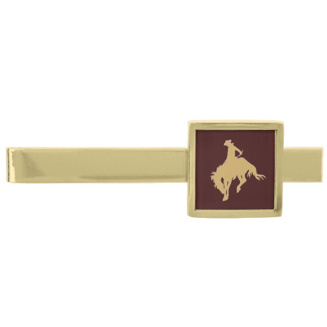 Gold Cowboy Bucking Horse Gold Finish Tie Bar (Front)