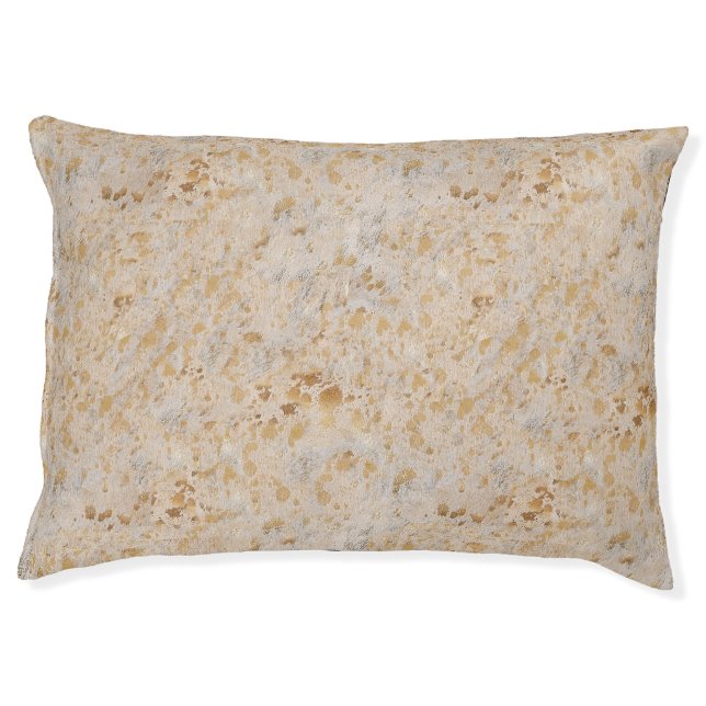 Gold Cowhide Faux Cow Print Cute Pet Bed (Front)