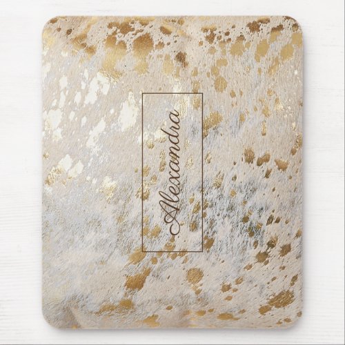 Gold Cowhide Personalized Print Metallic Mouse Pad