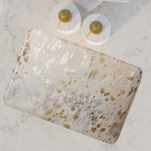 Gold Cowhide Print Metallic Bath Mat