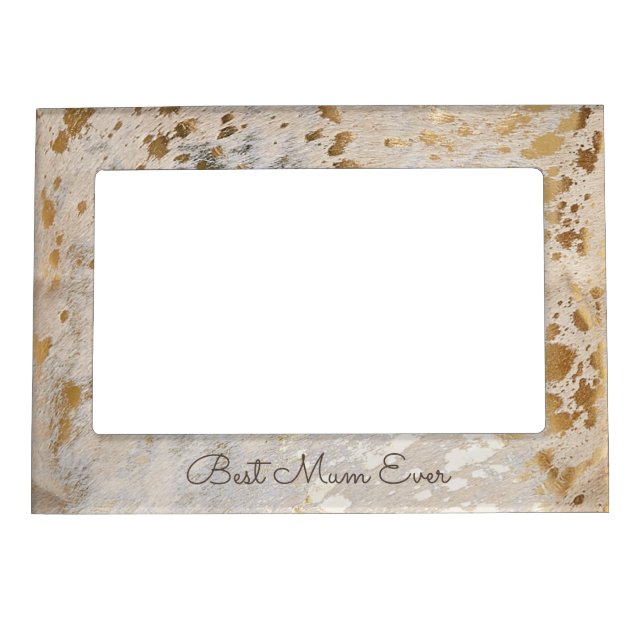 Gold Cowhide Print Metallic Best Mom Ever Magnetic Frame (Front)