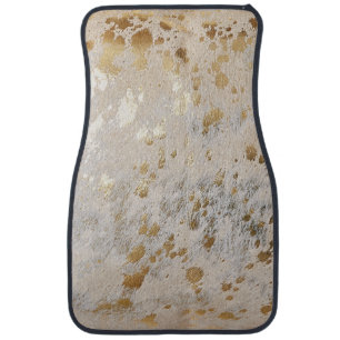 Gold Cowhide Print Metallic Car Floor Mat