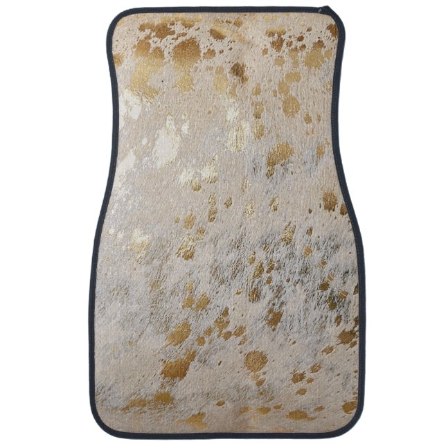 Gold Cowhide Print Metallic Car Floor Mat (Front)