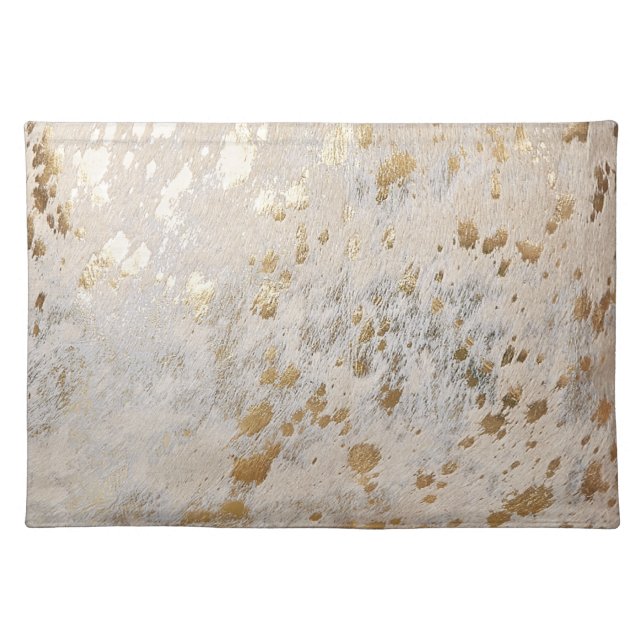 Gold Cowhide Print Metallic Cloth Placemat (Front)