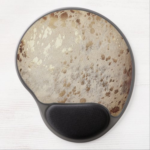 Gold Cowhide Print Metallic Gel Mouse Pad