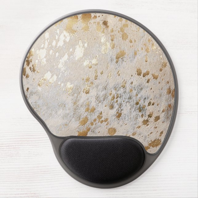 Gold Cowhide Print Metallic Gel Mouse Pad (Front)