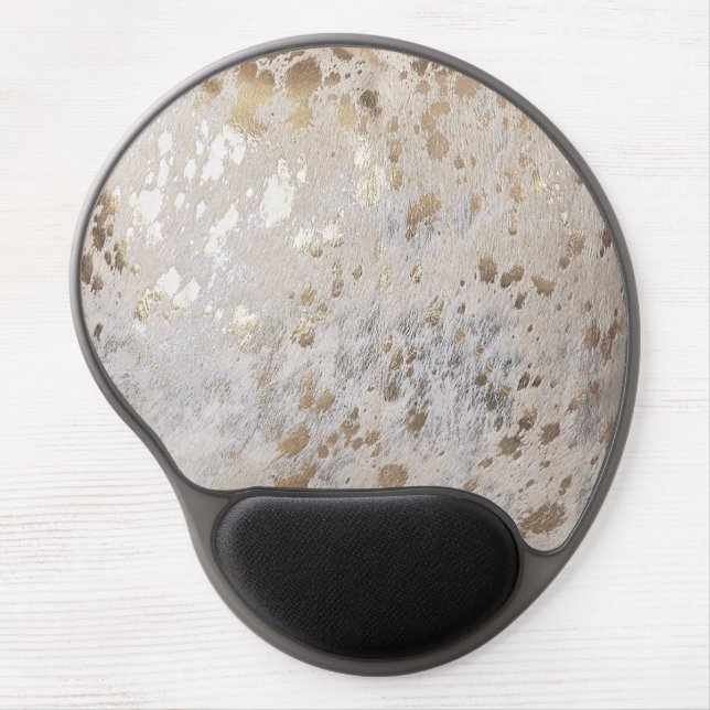 Gold Cowhide Print Metallic Gel Mouse Pad (Front)
