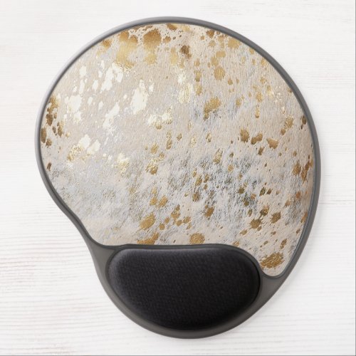 Gold Cowhide Print Metallic Gel Mousepad