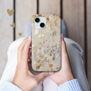 Gold Cowhide Print Metallic iPhone Case
