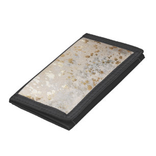 Gold Cowhide Print Metallic iPhone Case Tri-fold Wallet