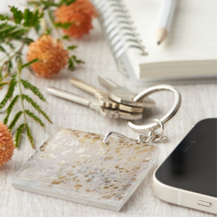 Gold Cowhide Print Metallic Keychain