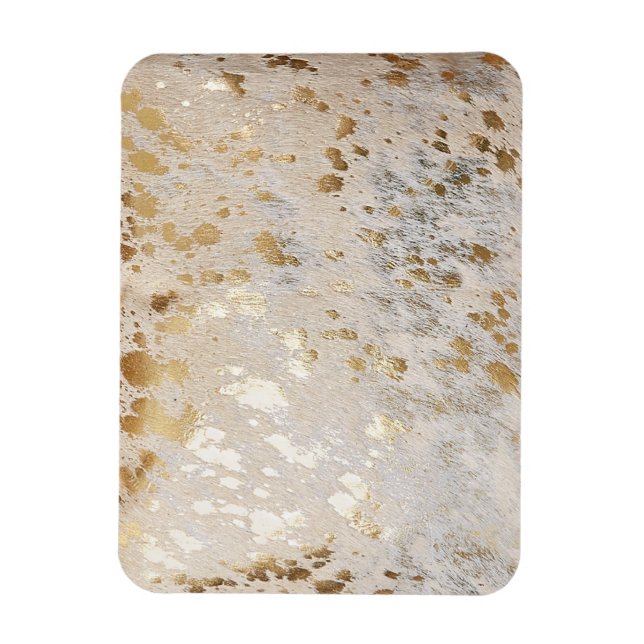 Gold Cowhide Print Metallic  Magnet (Vertical)
