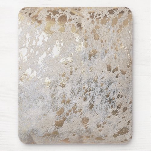 Gold Cowhide Print Metallic Mouse Pad