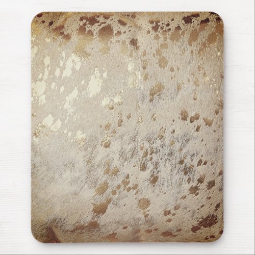 Gold Cowhide Print Metallic Mouse Pad