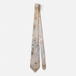 Gold Cowhide Print Metallic Neck Tie