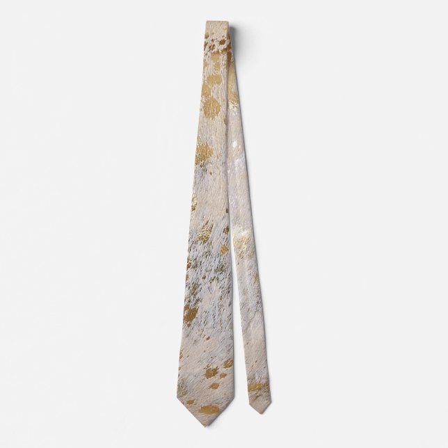 Gold Cowhide Print Metallic   Neck Tie (Front)