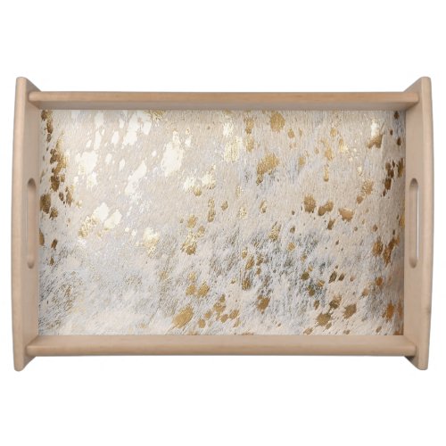 Gold Cowhide Print Metallic Placemat Serving Tray
