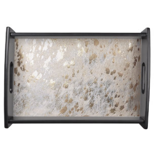 Gold Cowhide Print Metallic Serving Tray
