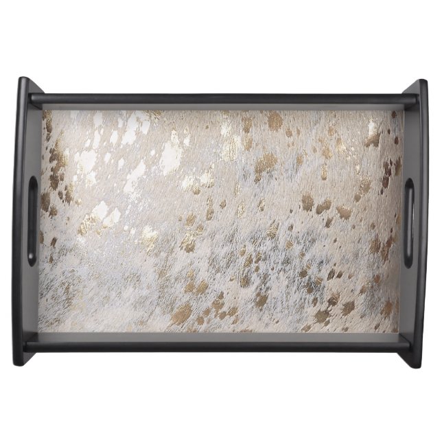 Gold Cowhide Print Metallic Serving Tray (Front)