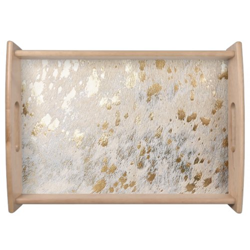 Gold Cowhide Print Metallic Serving Tray