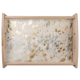 Gold Cowhide Print Metallic Serving Tray