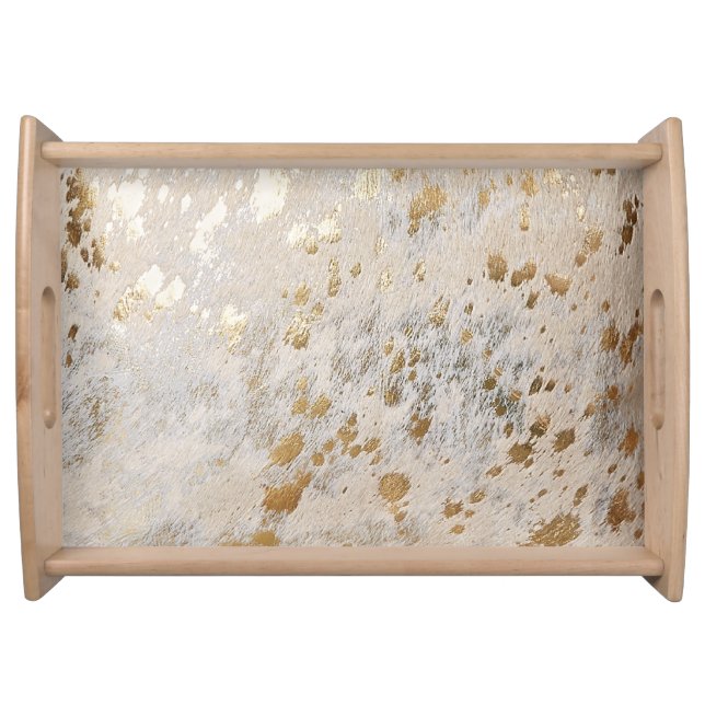 Gold Cowhide Print Metallic  Serving Tray (Front)