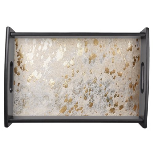 Gold Cowhide Print Metallic Serving Tray