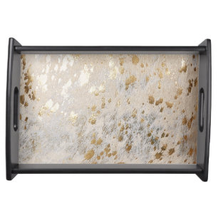 Gold Cowhide Print Metallic Serving Tray