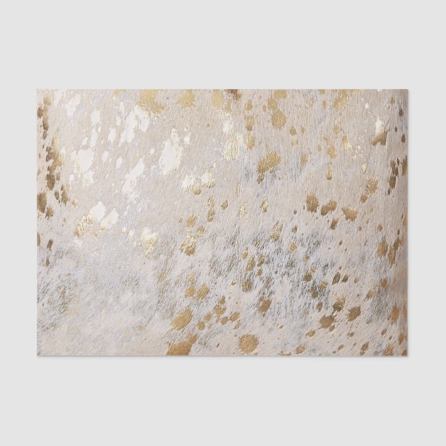 Gold Cowhide Print Metallic  Tissue Paper (Front)