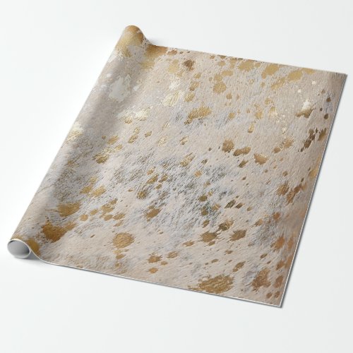 Gold Cowhide Print Metallic wrapping paper