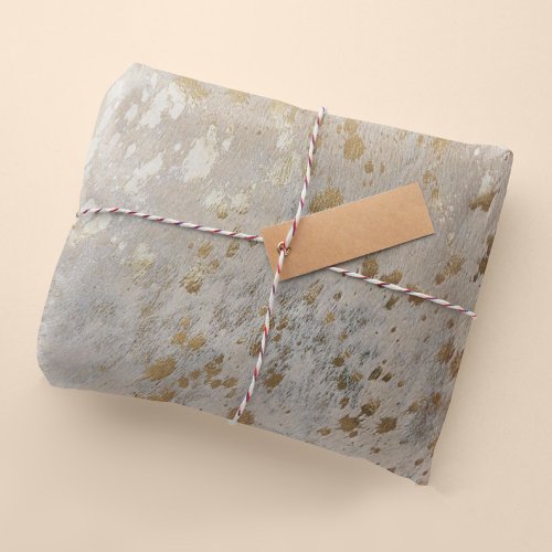 Gold Cowhide Print Metallic Wrapping Paper Sheets