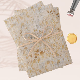 Gold Cowhide Print Metallic Wrapping Paper Sheets