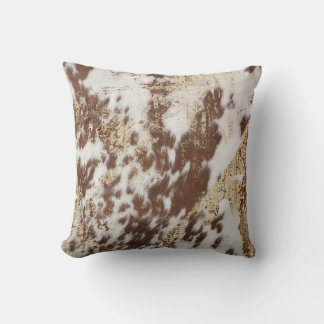 Gold Cowhide Throw Pillow