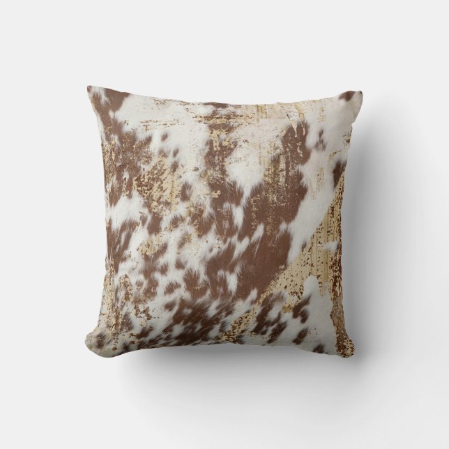 Gold Cowhide  Throw Pillow (Front)