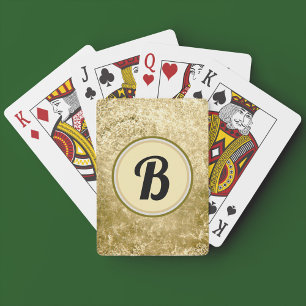 Gold Crackle Monogram Poker Cards