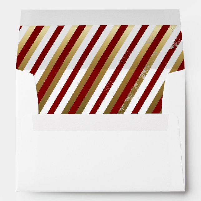 Gold, Cranberry, White Diagonal Stripe Envelope (Back (Bottom))